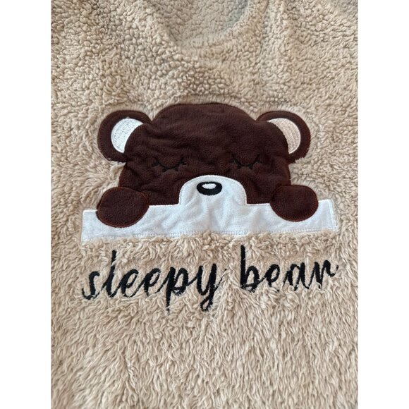 Sleepy Bear Womens Long Plush Pajama Dress Small Beige Sherpa Fleece Cozy Wear - Picture 12 of 12
